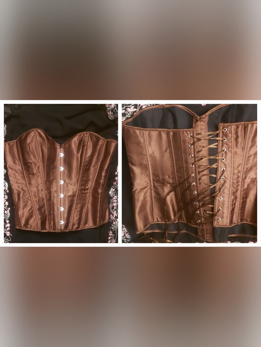 Bronze Satin Lace-Up Corset Top - Women Accessories XXL
